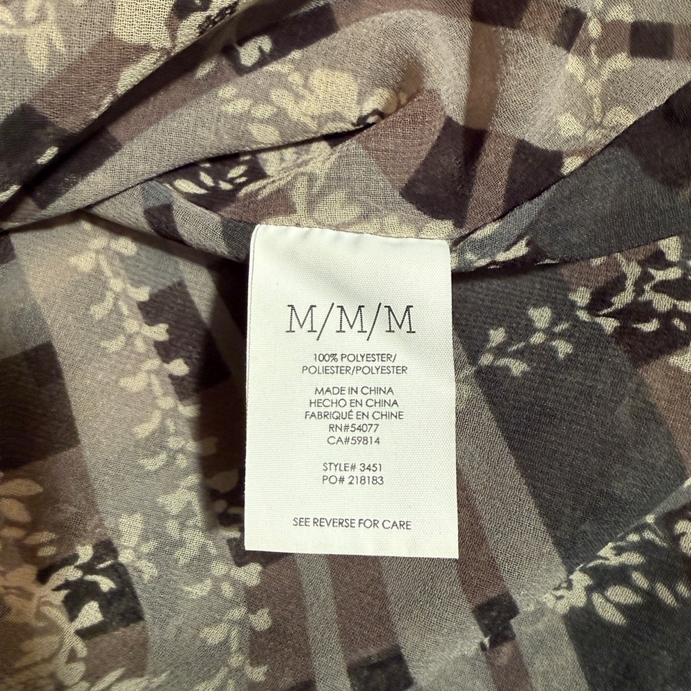 CAbi Sleeveless Plaid Floral Blouse Gray Black Lightweight Casual Dressy Top M - Picture 10 of 15